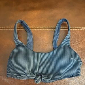 Hollister Front Tie Ribbed Navy Top